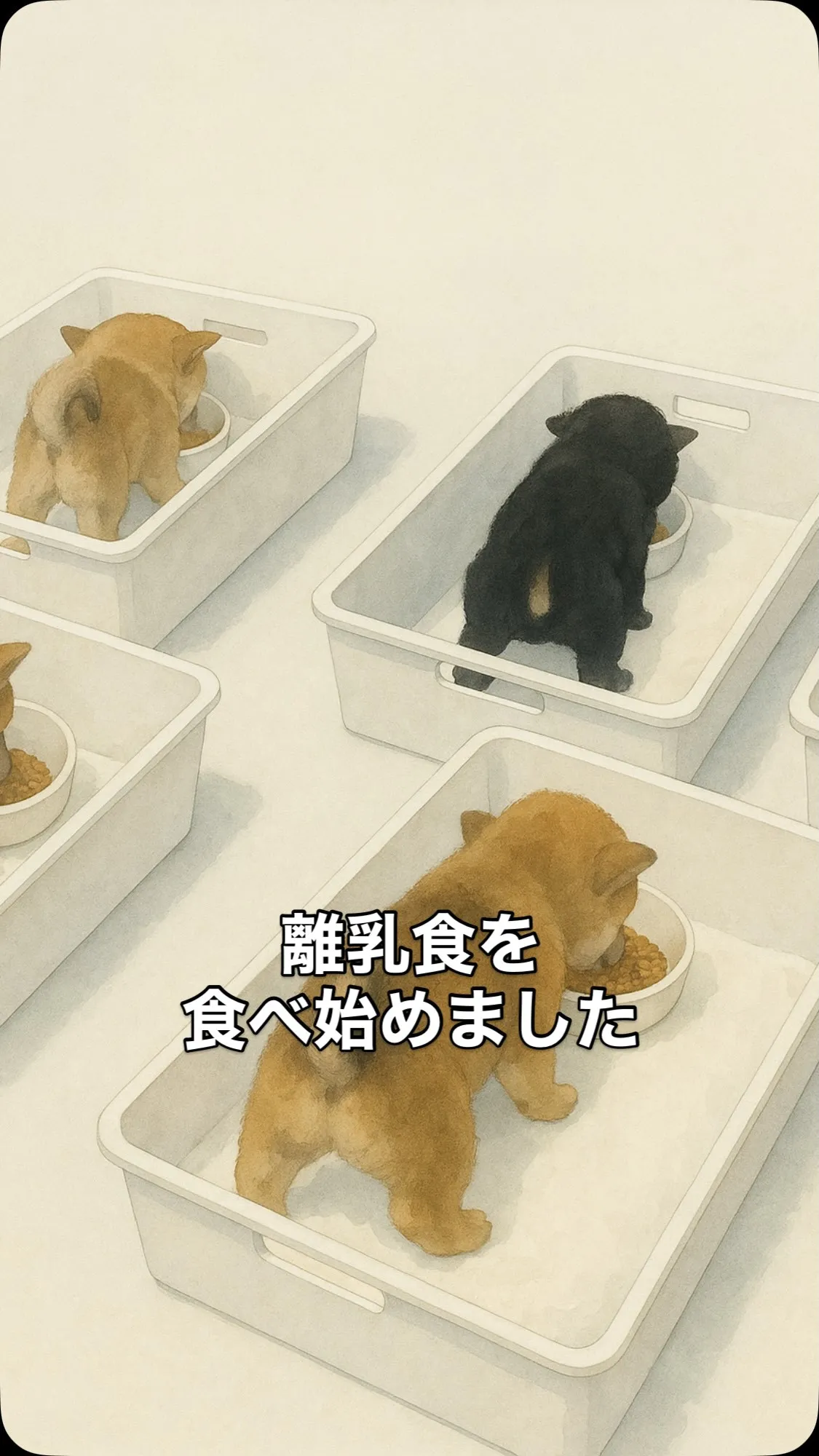 🐾 豆柴の子犬たち、離乳食スタート！ 🍼